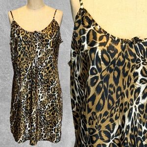 VINTAGE leopard cheetah tiger animal print silky nightgown mini lingerie y2k 90s